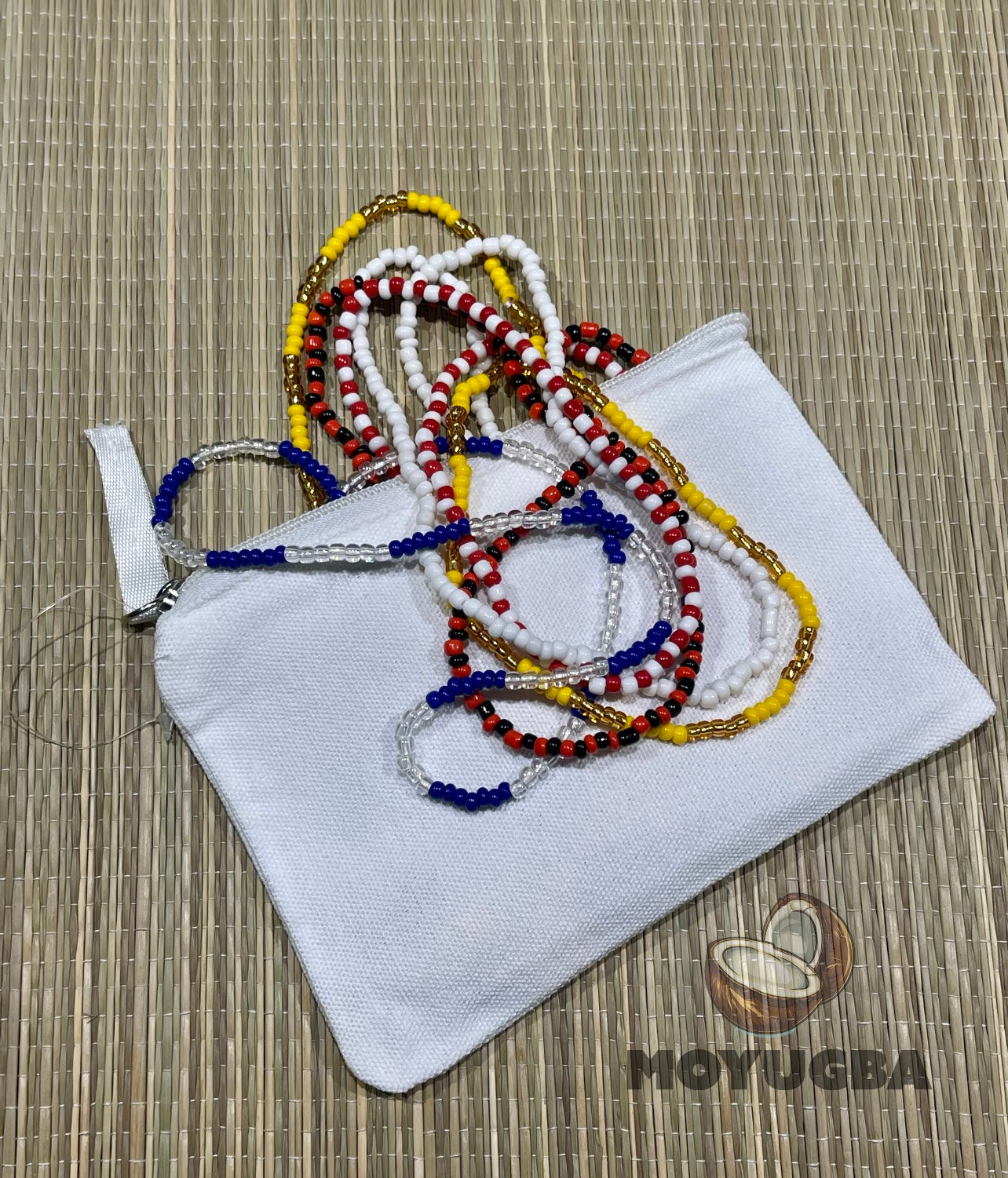 SET of 5 Necklaces/Elekes/Collares SANTERIA/YORUBA - with white zip pouch.