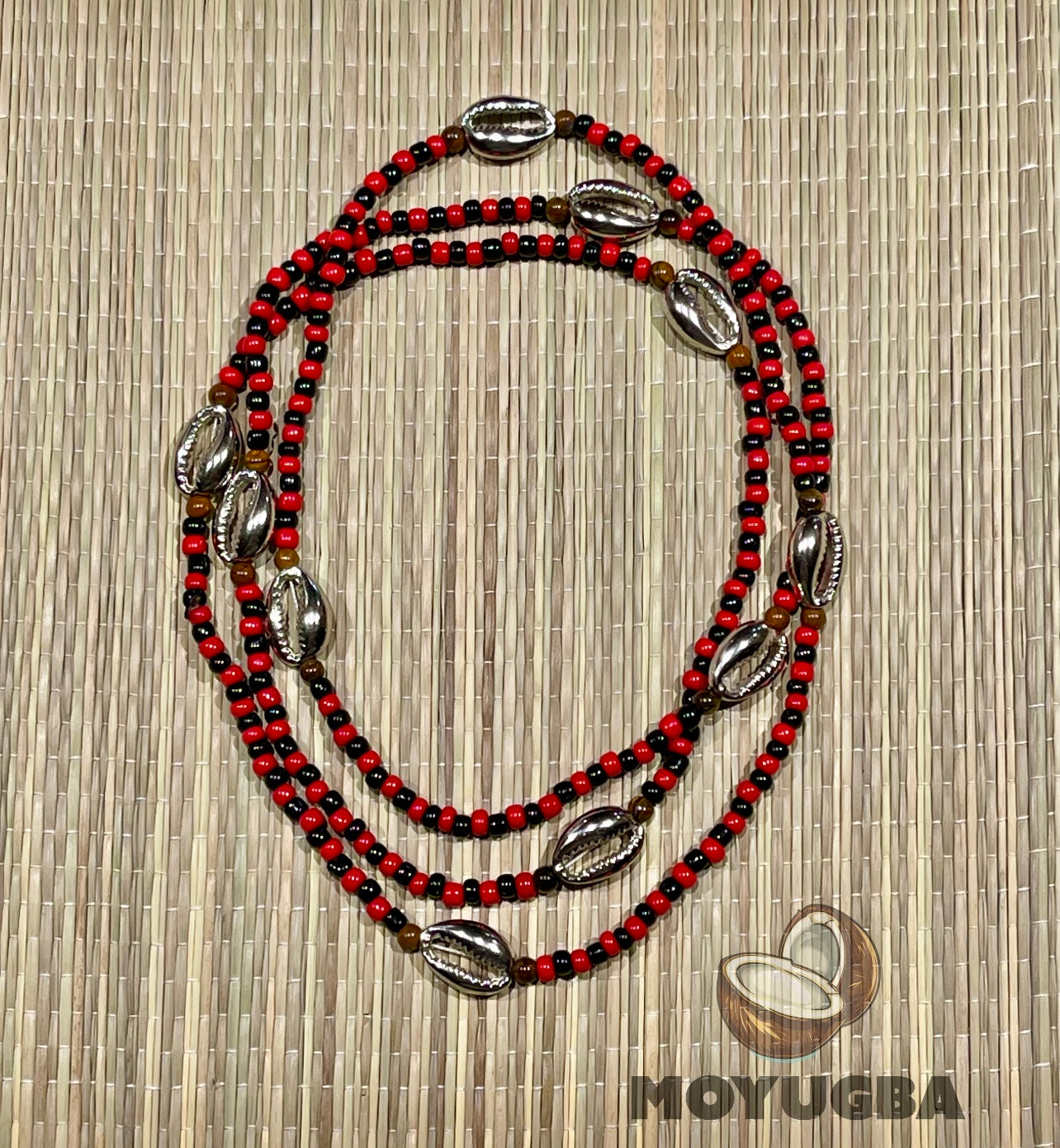 Eleggua with Tiger Eye Beads/Cowrie Shells - Necklace/Collar/Eleke - Santeria/Yoruba