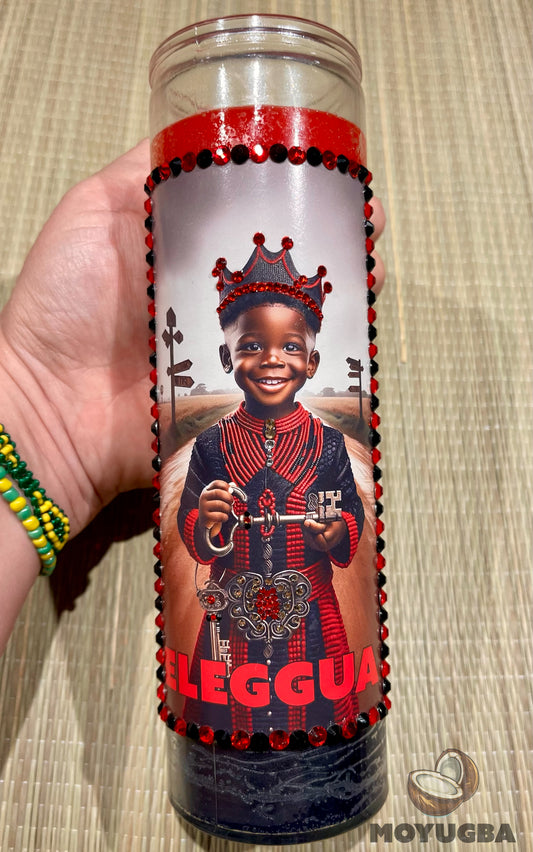 Rhinestoned Eleggua Candle - Santeria/Yoruba - 7 Day