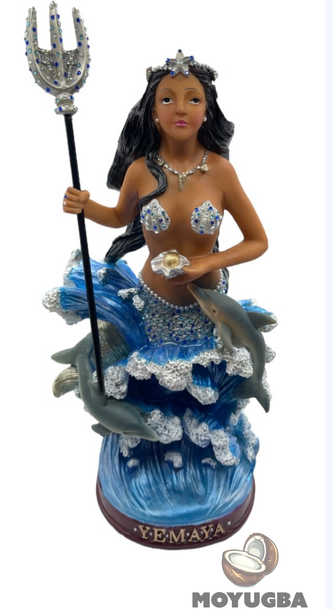 RHINESTONED - Divine Yemaya Orisha Statue for Spiritual Protection and Guidance