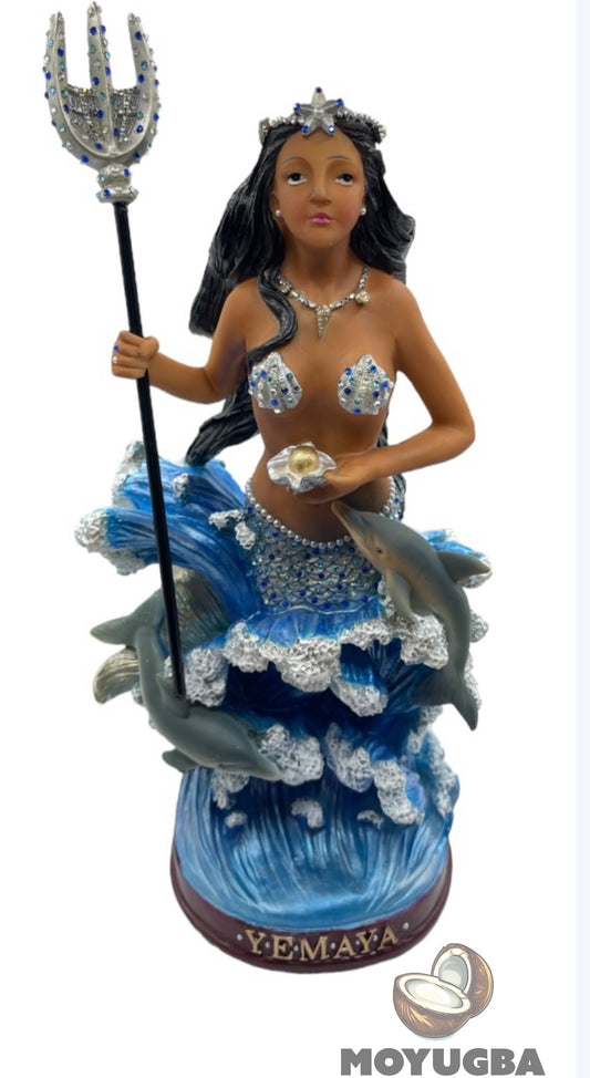 RHINESTONED - Divine Yemaya Orisha Statue for Spiritual Protection and Guidance