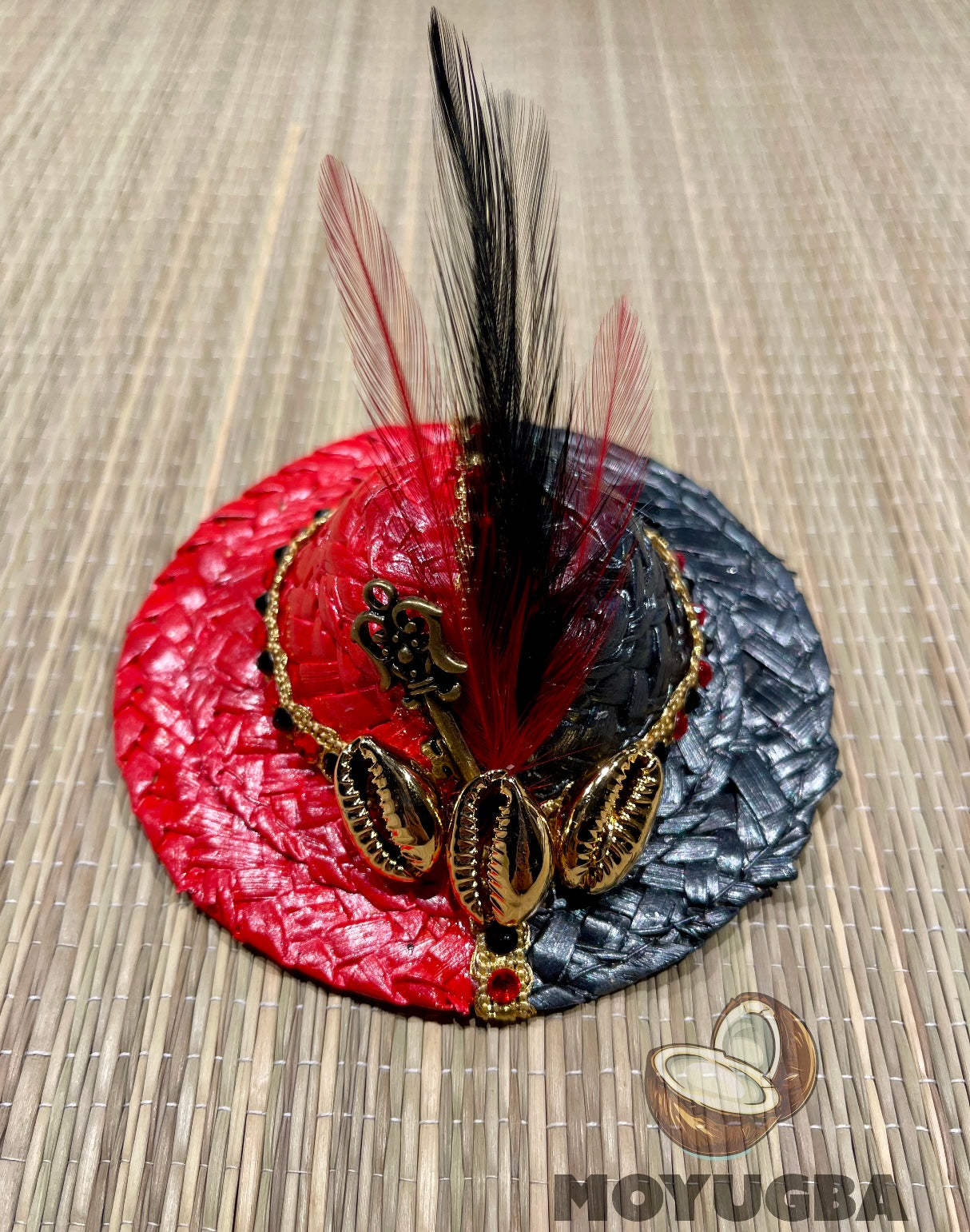 Rhinestoned Eleggua Straw Hat - Santeria/Yoruba