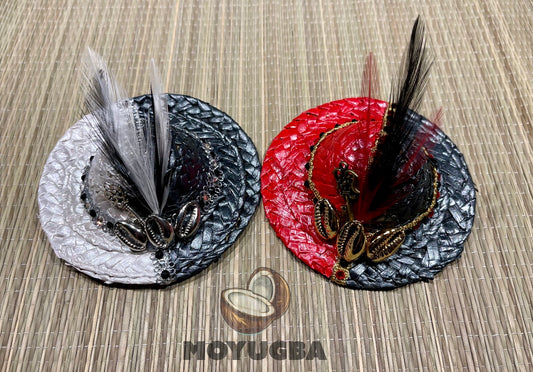 Rhinestoned Eleggua Straw Hat - Santeria/Yoruba