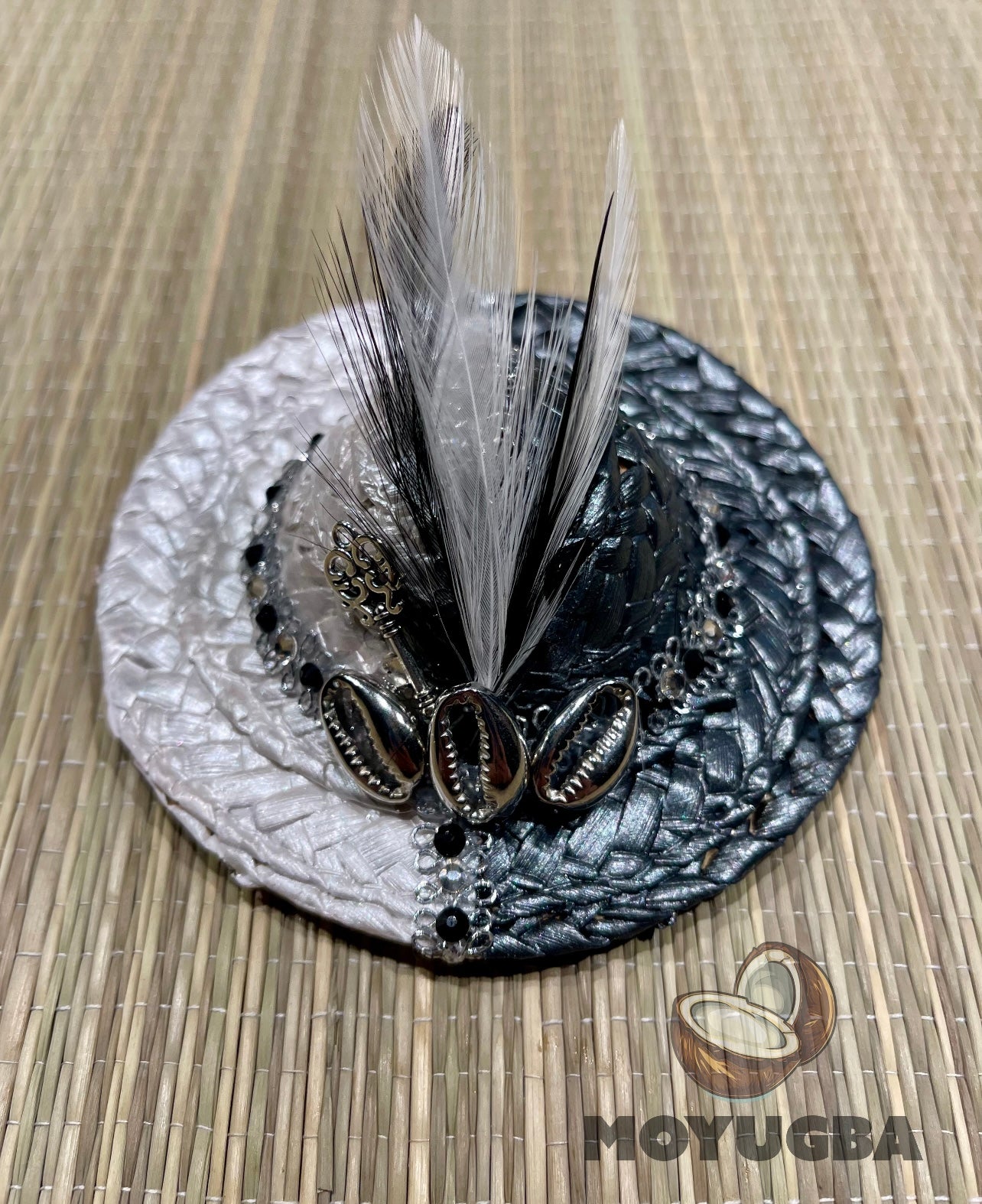 Rhinestoned Eleggua Straw Hat - Santeria/Yoruba