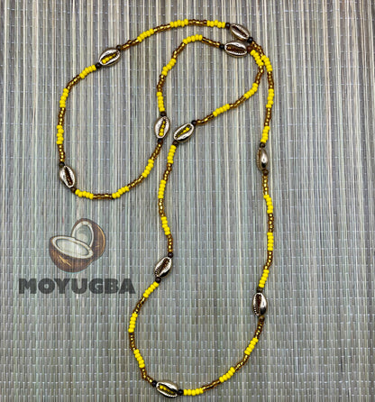 OSHUN with Tiger Eye Beads/Cowrie Shells Necklace/Eleke/Collar - Santeria/Yoruba