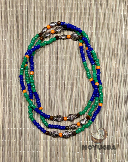INLE with Tiger Eye Beads Necklace/Eleke/Collar - SANTERIA/YORUBA