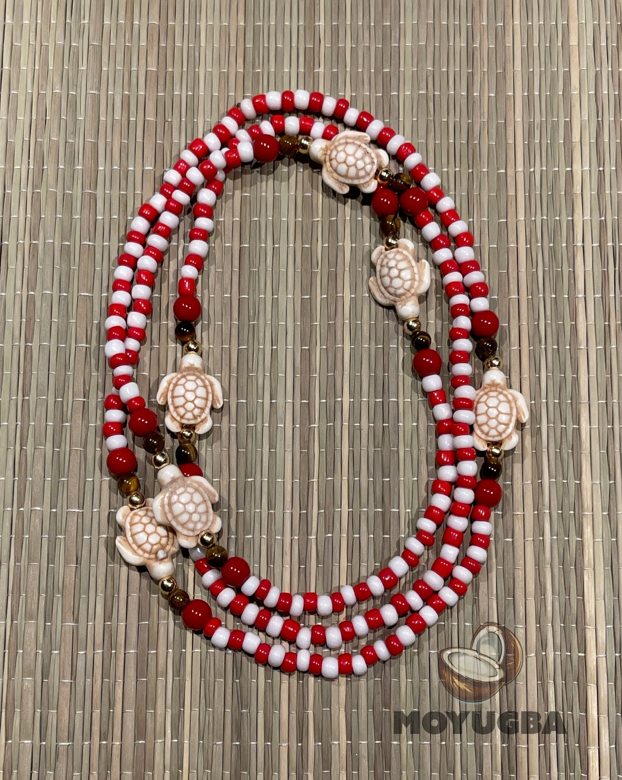 Orisha Shango Turtle and Tiger Eye Bead Necklace/Collar/Eleke - Santeria/Yoruba