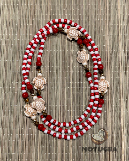 Orisha Shango Turtle and Tiger Eye Bead Necklace/Collar/Eleke - Santeria/Yoruba