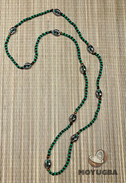 OGGUN Tiger Eye Beads/Cowrie Shell Necklace/Collar/Eleke - Santeria/Yoruba