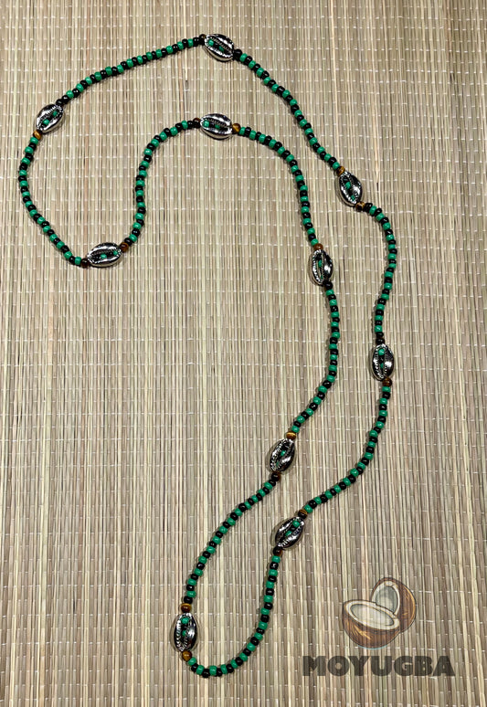 OGGUN Tiger Eye Beads/Cowrie Shell Necklace/Collar/Eleke - Santeria/Yoruba