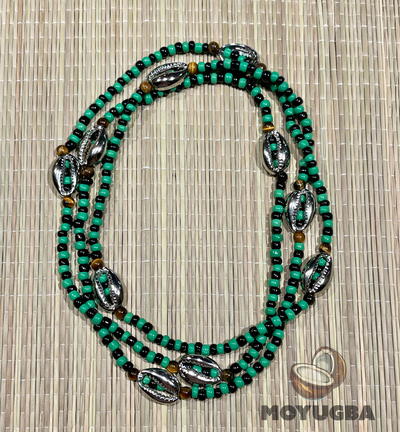 OGGUN Tiger Eye Beads/Cowrie Shell Necklace/Collar/Eleke - Santeria/Yoruba