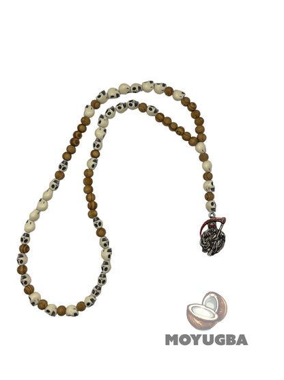Santa Muerte Rosary - Wood/Skull Beaded Design