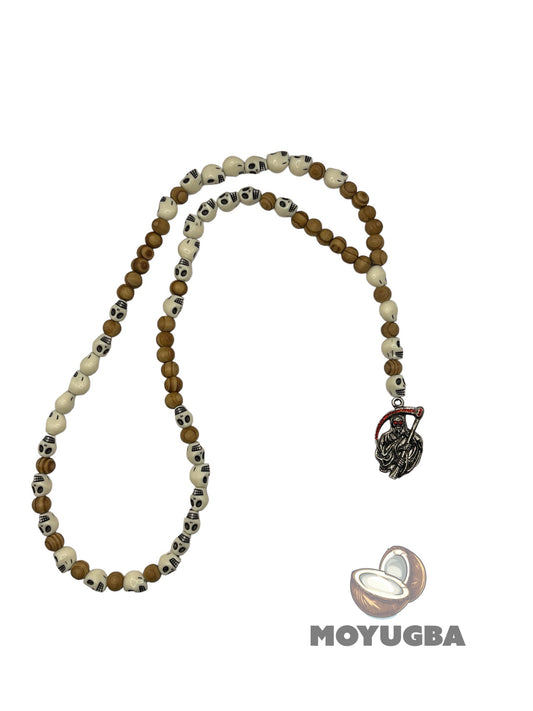 Santa Muerte Rosary - Wood/Skull Beaded Design