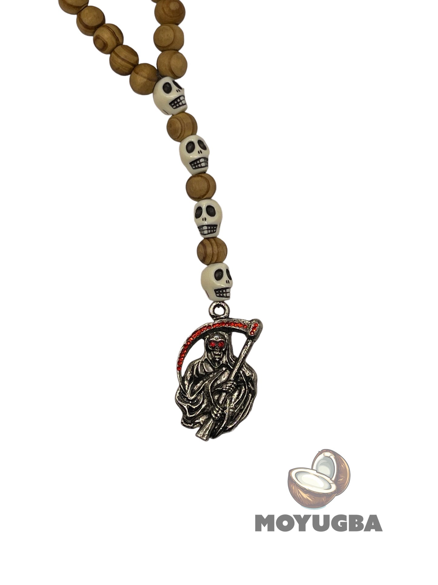 Santa Muerte Rosary - Wood/Skull Beaded Design
