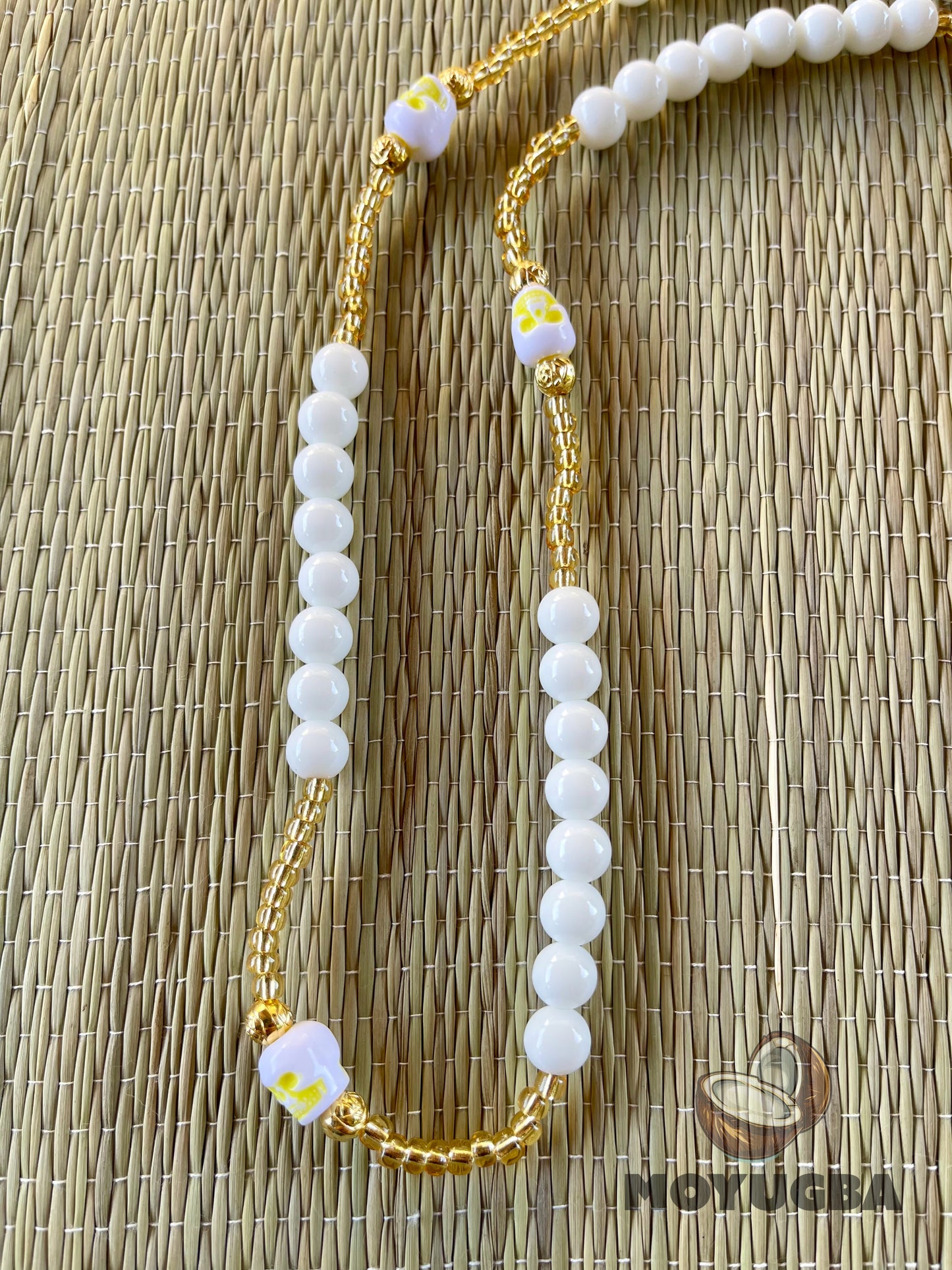 White Santa Muerte Rosary with Seed Beads - for Spiritual Connection