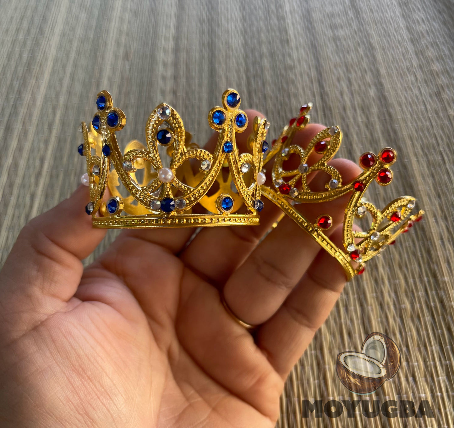 Shango/Yemaya/Jimaguas- Metal Rhinestoned Crown - 2" - Santeria/2 Styles