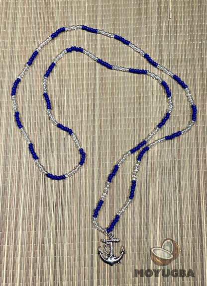 Yemaya Collar/Necklace/Eleke with Anchor Pendent  - Santeria/Yoruba