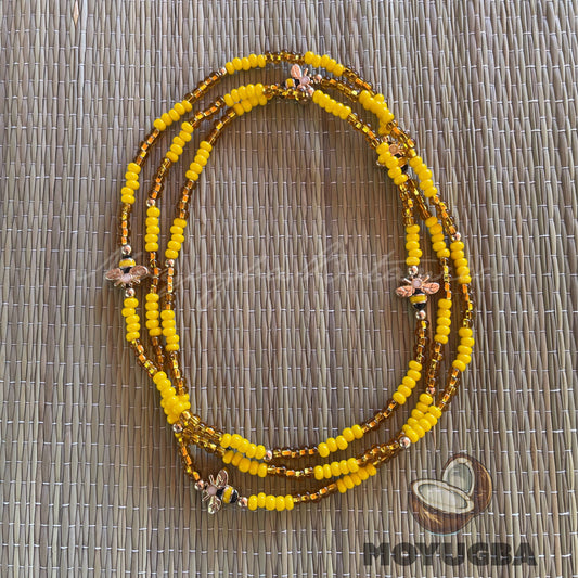 Orisha Oshun - 5 BEE CHARM Necklace/Eleke/Collar - Santeria/Yoruba