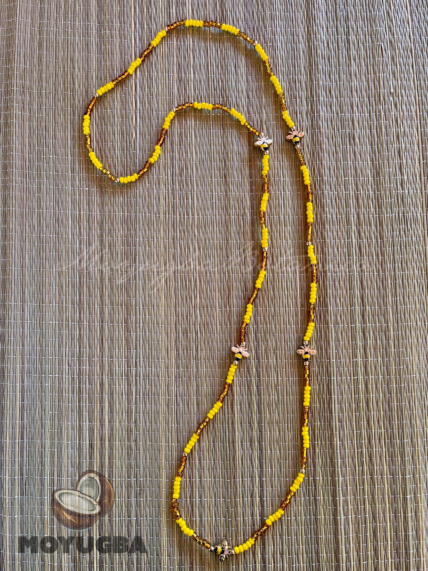 Orisha Oshun - 5 BEE CHARM Necklace/Eleke/Collar - Santeria/Yoruba