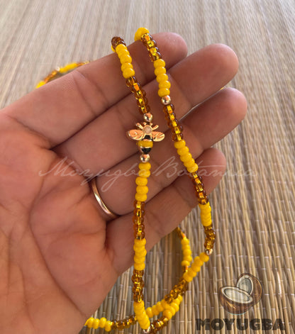 Orisha Oshun - 5 BEE CHARM Necklace/Eleke/Collar - Santeria/Yoruba