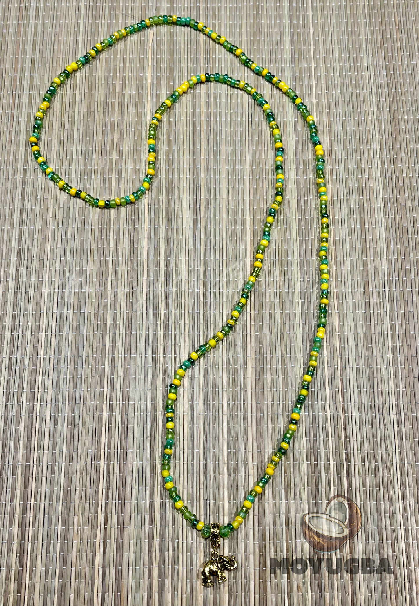 ORULA Elephant Necklace with Mixed Color Beads - Santeria /Yoruba