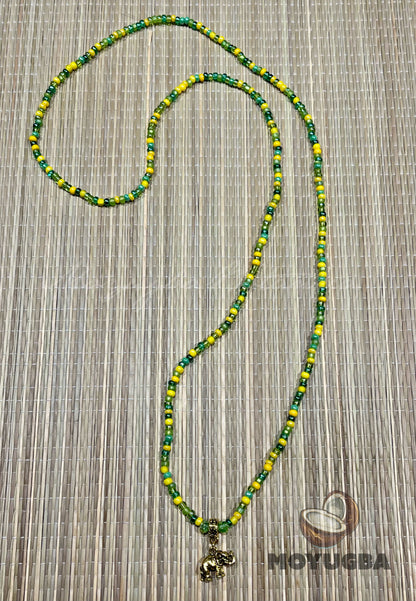 ORULA Elephant Necklace with Mixed Color Beads - Santeria /Yoruba