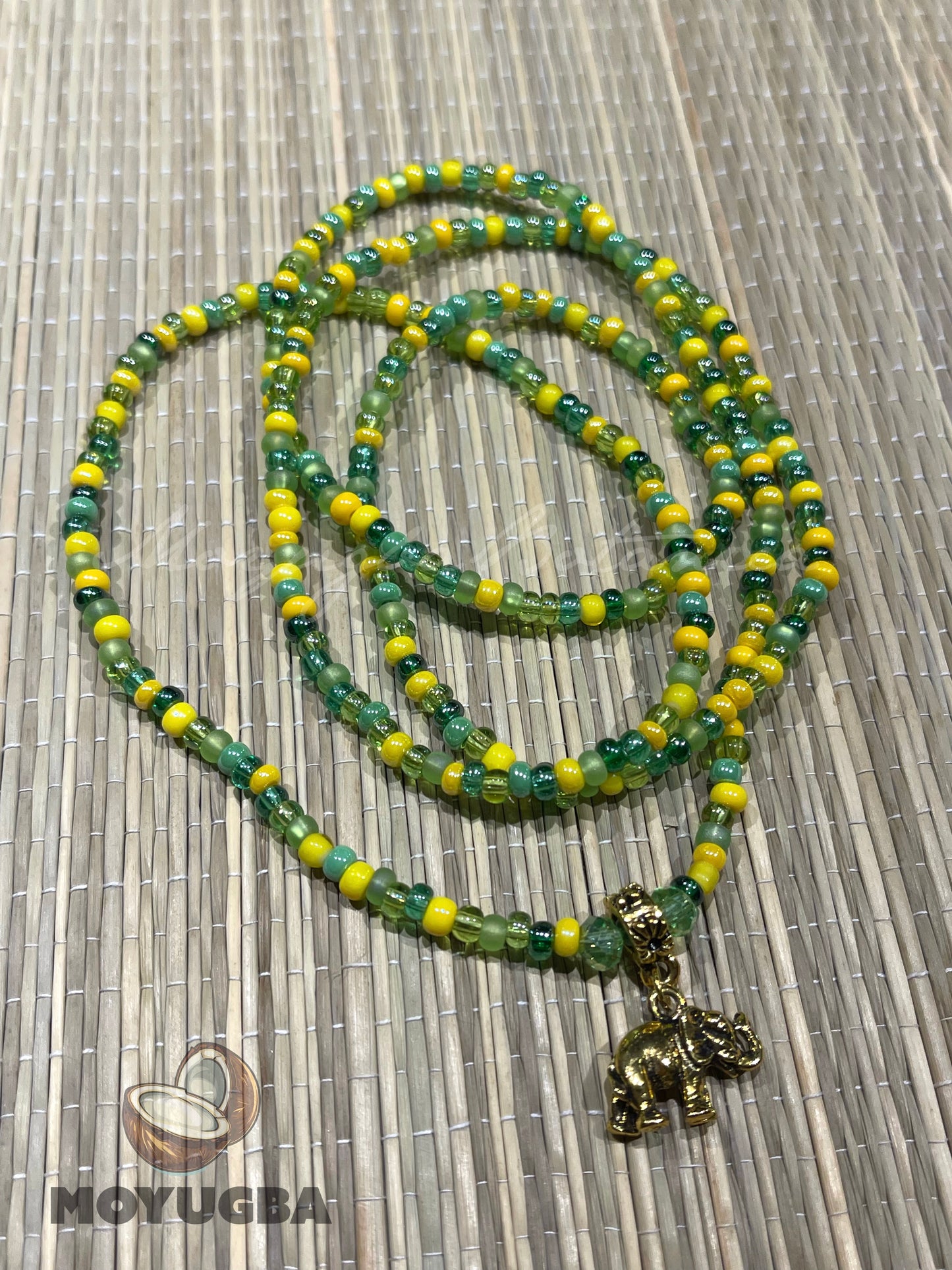 ORULA Elephant Necklace with Mixed Color Beads - Santeria /Yoruba