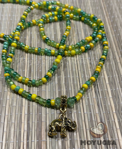 ORULA Elephant Necklace with Mixed Color Beads - Santeria /Yoruba