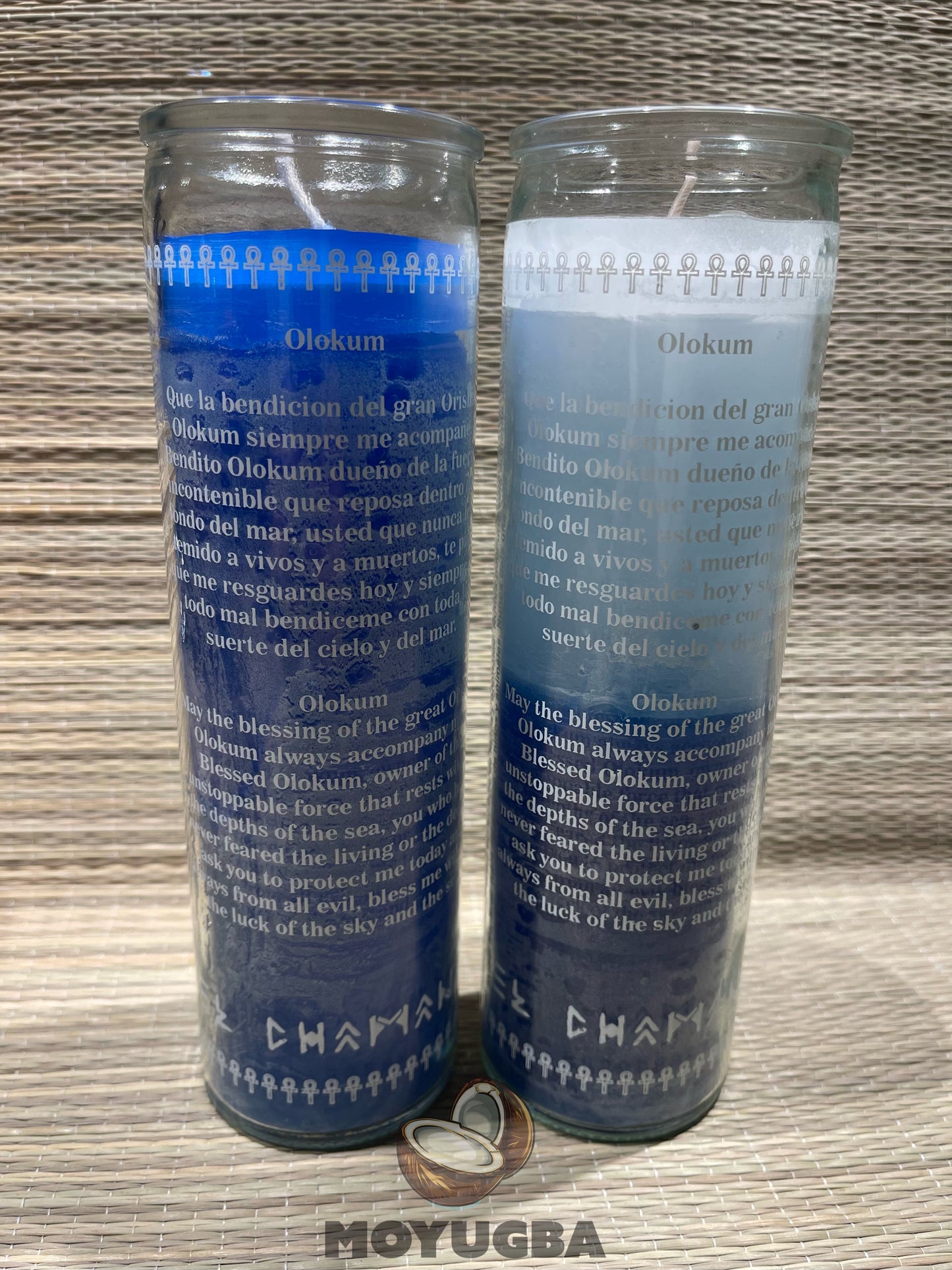 Blue and White Orisha Olokun/Olokum Candle - Handcrafted Spiritual Offering