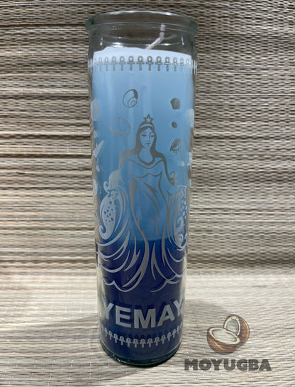 Blue and White Yemaya Candle - Spiritual Goddess Energy