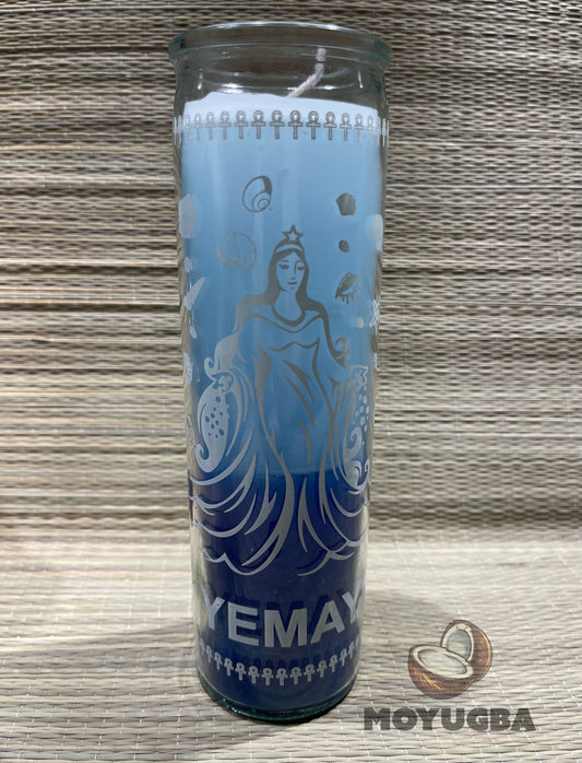 Blue and White Yemaya Candle - Spiritual Goddess Energy