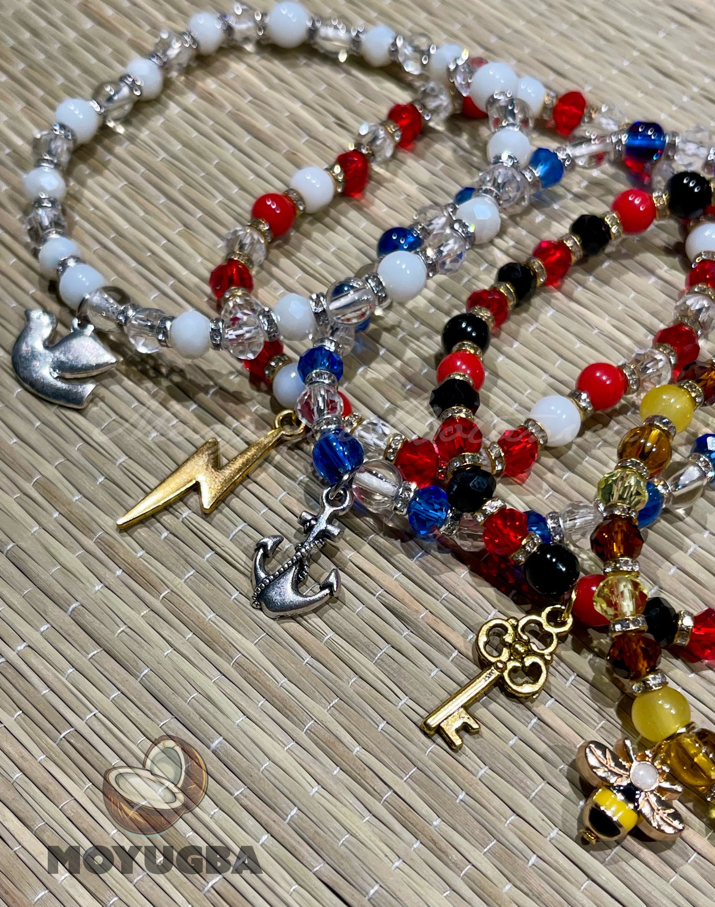 Orisha Bracelets with Charms - Eleggua, Shango, Obatala, Yemaya and Oshun