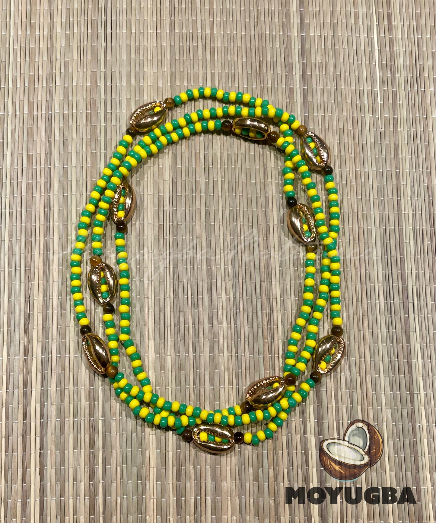 IFA ORULA Necklace with Cowrie/Tiger Eye Beads - Collar de Orula.