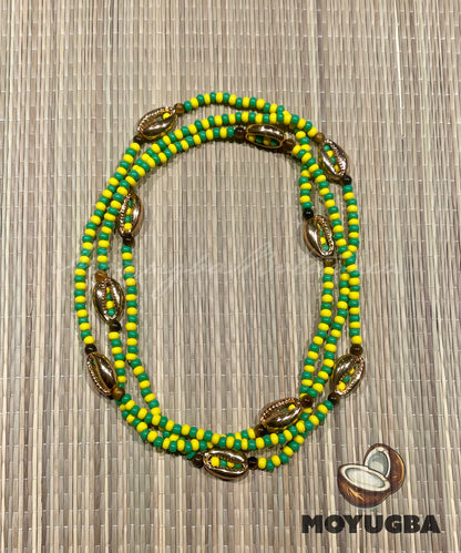 IFA ORULA Necklace with Cowrie/Tiger Eye Beads - Collar de Orula.