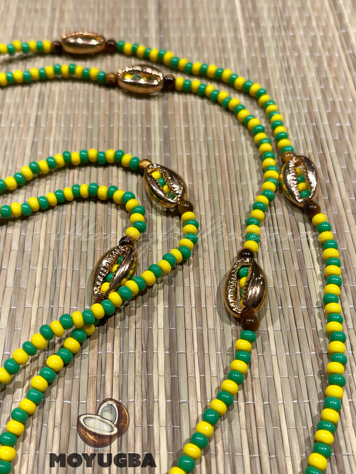 IFA ORULA Necklace with Cowrie/Tiger Eye Beads - Collar de Orula.