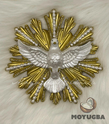 RHINESTONED Divine White Dove Sculpture  for Spiritual Spaces -  6"