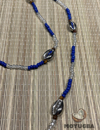 Tiger eye Yemaya Necklace/Eleke/Collar with Cowries - Santeria/Yoruba