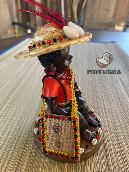RHINESTONED - Orisha Eleggua Sitting Statue for Altar - Santeria