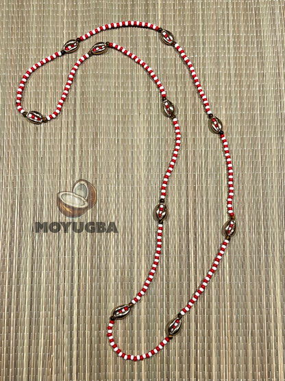 SHANGO with Tiger Eye Beads/Cowrie Shells Necklace/Eleke/Collar - Santeria/Yoruba