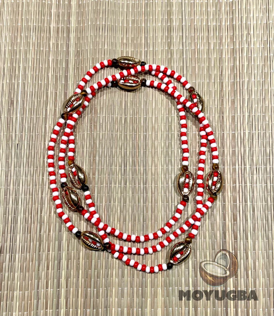 SHANGO with Tiger Eye Beads/Cowrie Shells Necklace/Eleke/Collar - Santeria/Yoruba