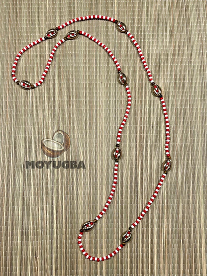 SHANGO with Tiger Eye Beads/Cowrie Shells Necklace/Eleke/Collar - Santeria/Yoruba